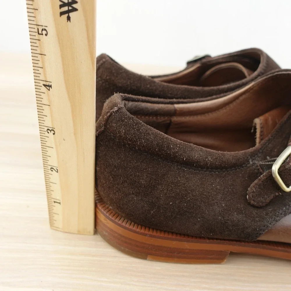 Double Monk Strap Leather Shoes Mens 11.5 GORDON RUSH‎ Harper Formal Chocolate
